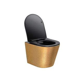 Унитаз подвесной Vincea Piatti VT1-11G1B  золотой безободковый ультратонкое soft-close сиденье